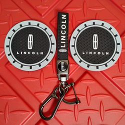 Lincoln Keychain and Car Coasters NEW 