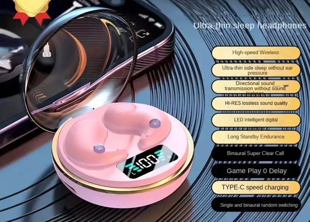 Pink Wireless Sleep Earbuds