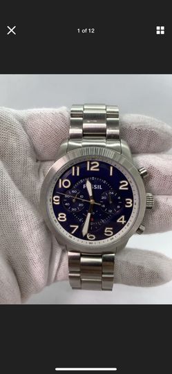 FOSSIL PILOT CHRONOGRAPH SILVER STAINLESS STEEL FS5203 MEN'S WATCH. Condition is "Pre-owned". with normal signs of use has notíciele scratch by 6 o’c