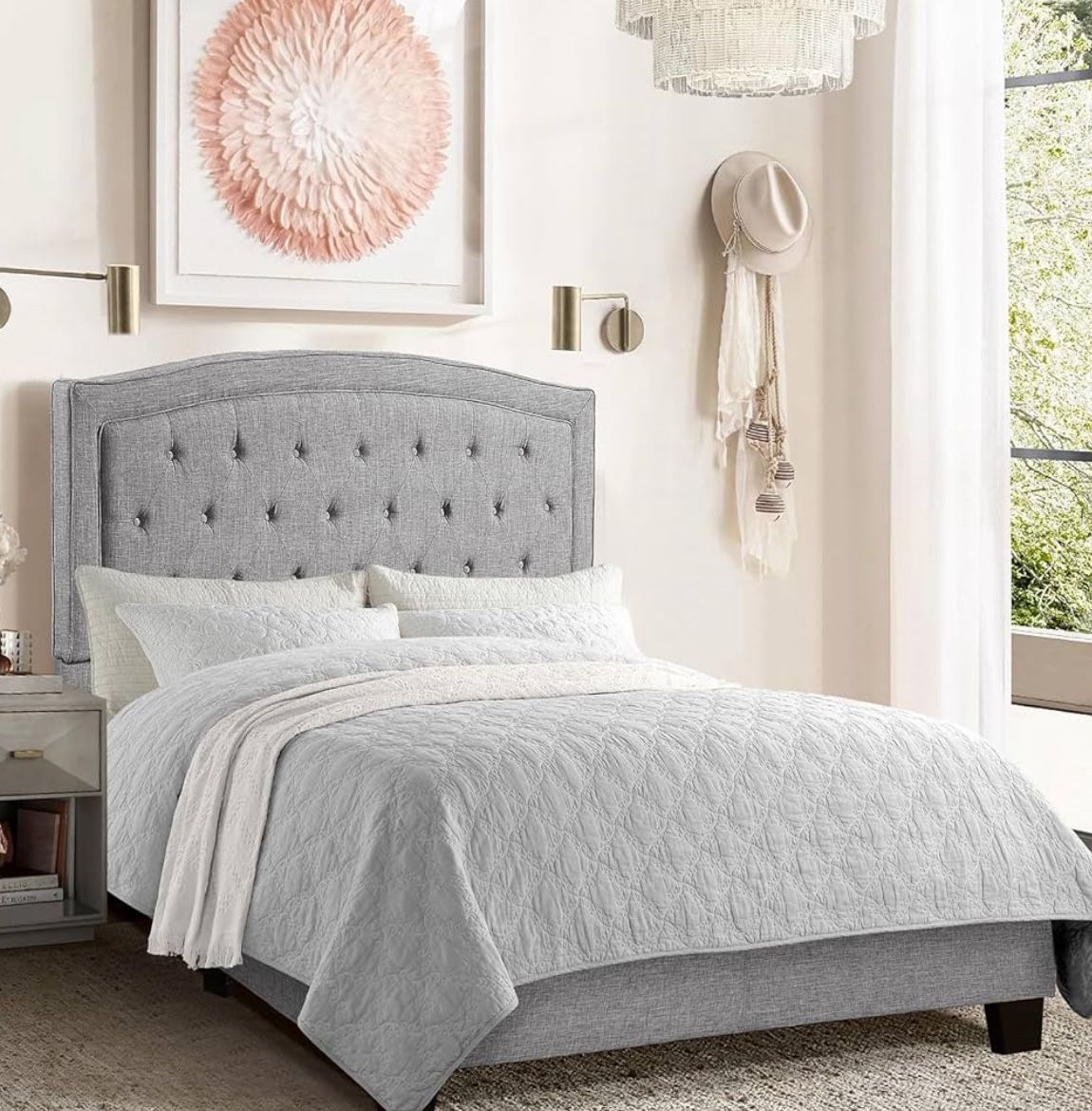 Grey Upholstered Bed Frame Set