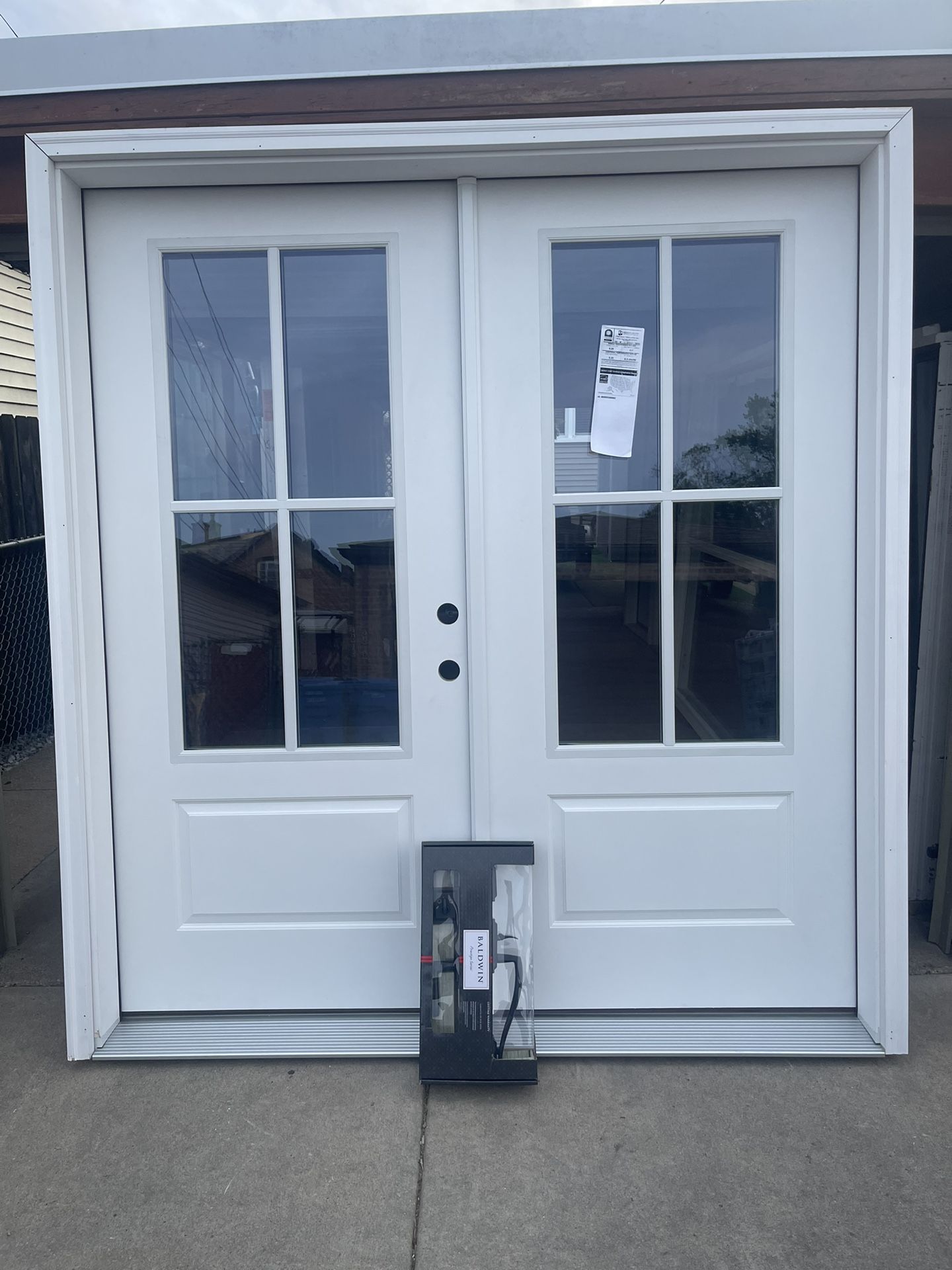 New Double Door Fiberglass Feather River. Size W74 H 81.1/2 Left Hand Inswing Open First $2250 Or Patio Door New Jam Is 6.1/2, Inch