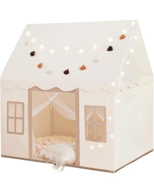Little Dove Play Tent with Mat, Star Lights, Kids Playtent Indoor, Toddler Play Tent Large Outdoors for Kids Aged 3+, 52" x35" x 52", Toddler Teepee P