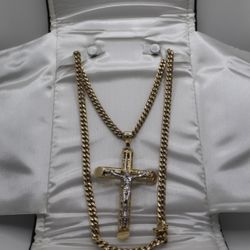 10K cuban chain 14K pendant 