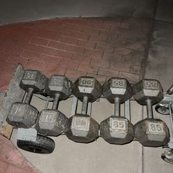 Steel Gray Matching Hexagon Dumbbell Sets