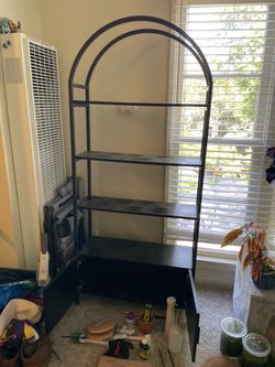 Arched Bookshelf Bookcase with Doors, 71 Inches