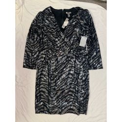 NWT Love By Design black / silver zebra sequin mini dress size 1X