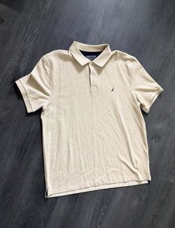 Nautica Men's Classic Fit Performance Deck Polo Shirt in Coastal Camel Heather