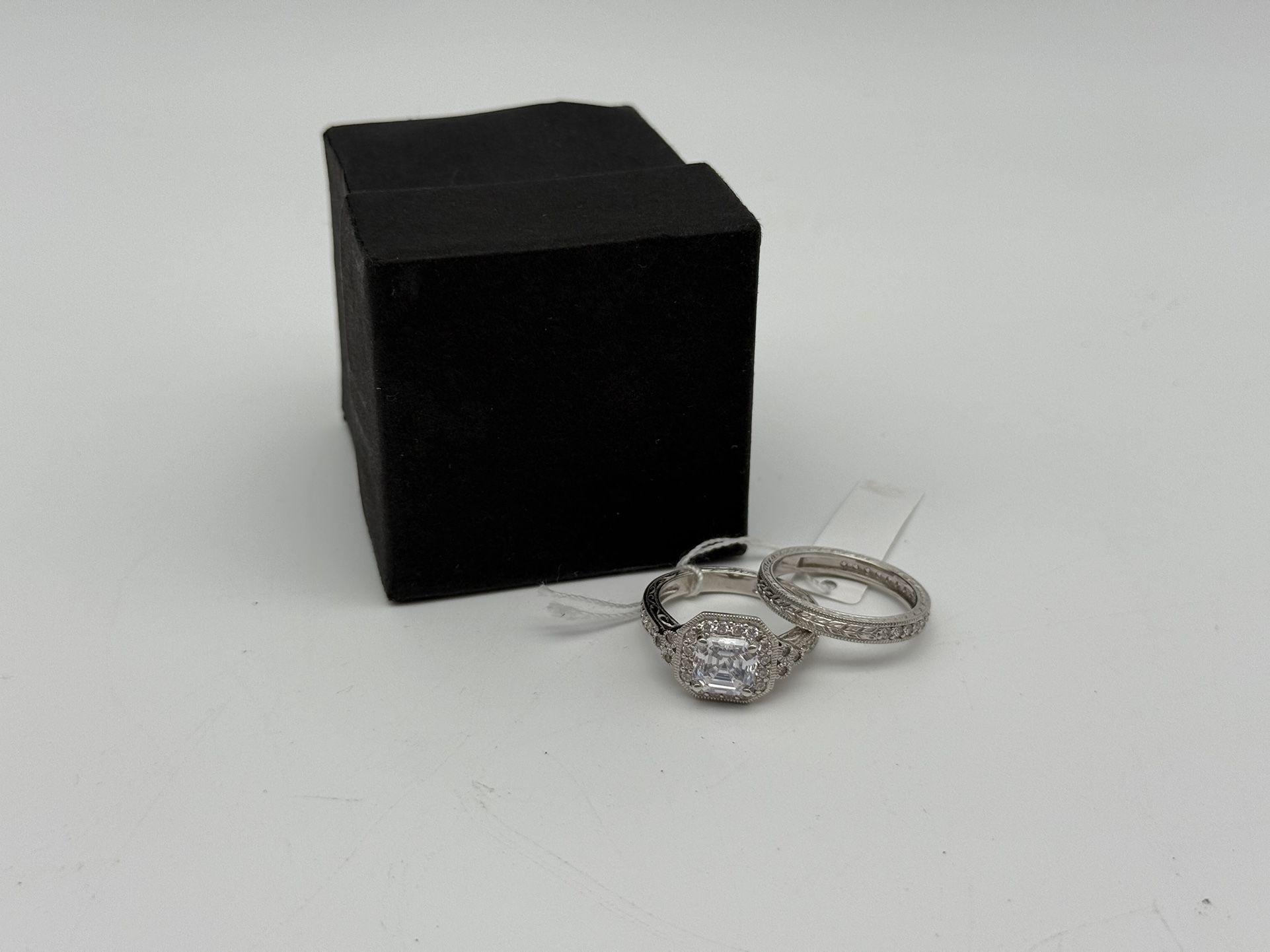Platinum-Plated Infinite Elements Zirconia Antique Ring Set