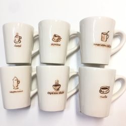 William Sonoma coffee mugs cups set of six