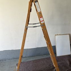 6 Foot  Wooden Ladder In Good Shape 
