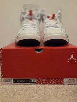 Air Jordan 6 Retro, White/University Red/Black, Size 12