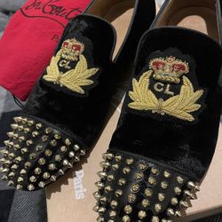 Men’s Christian Louboutin Gold Spiked Loafers 