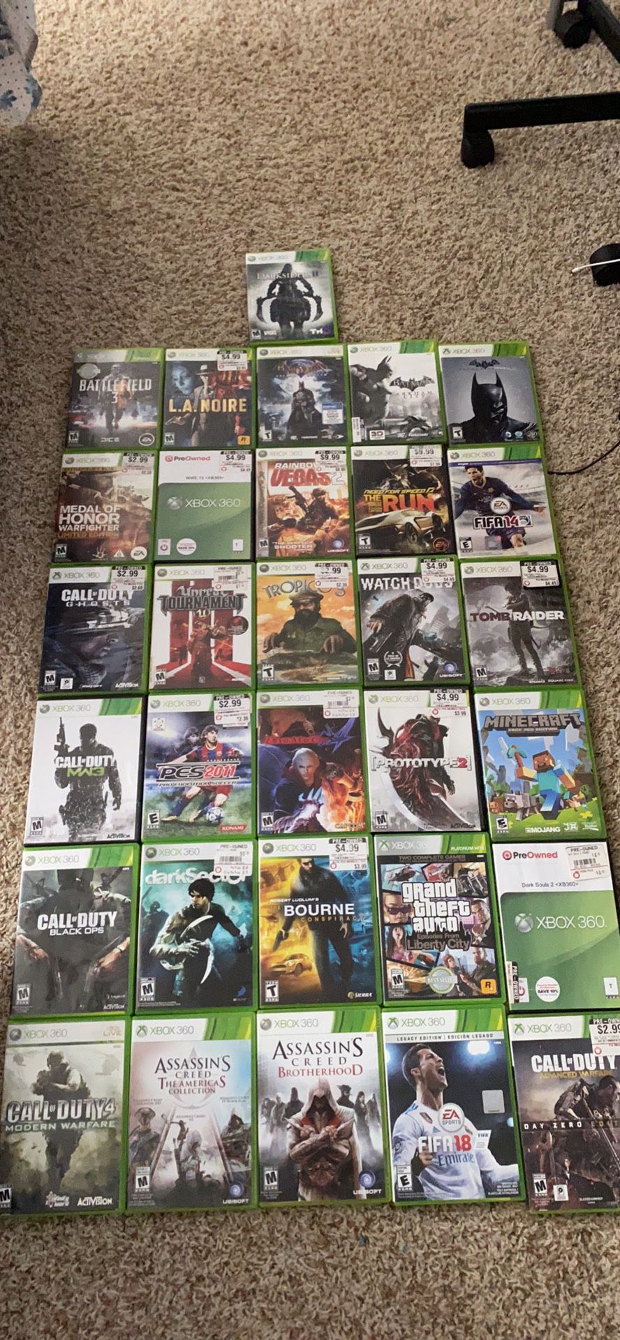 Xbox 360 and 33 games 32 game disc and one digital game