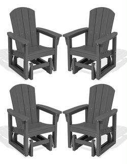 SERWALL HDPE Outdoor Glider Set of 4, All-Weather Patio Glider Rocker, Gray