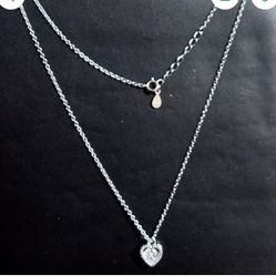 Heart Necklace Sterling Silver Stamped
