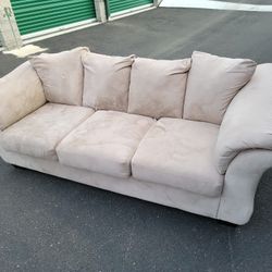White suede couch sofa

