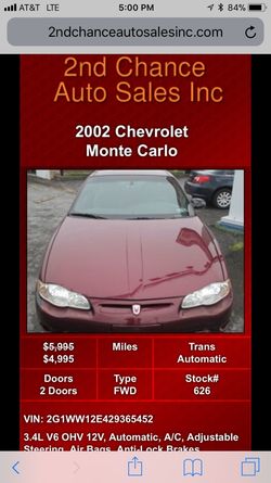 2002 Chevy Monte Carlo