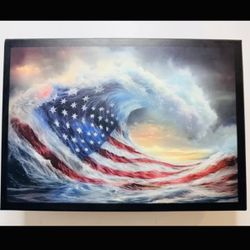 🇺🇸 1000-Piece American Flag Wave Jigsaw Puzzle – Complete w/ Poster 🇺🇸