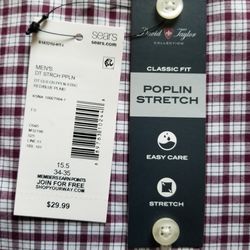 David Taylor Poplin Stretch Dress Shirt 15.5 34-35 Thumbnail