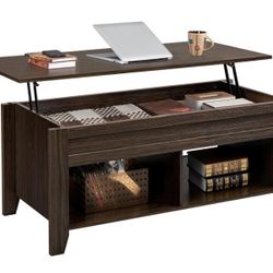 Yaheetech Lift Top Coffee Table with Hidden Storage Compartment & Seperated Lower Shelf, Lift Up Coffee Table, Rising Tabletop Dining Table for Living