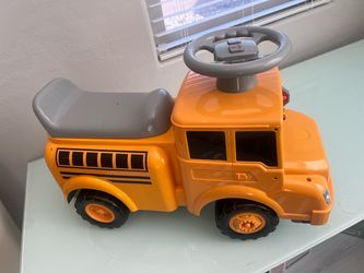 Vintage Fisher-Price School Bus Ride-On Toy – Yellow Toddler Push Car