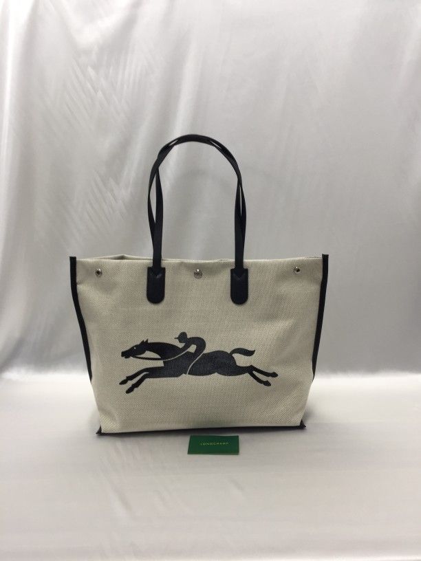 Longchamp Large Canvas Tote Shoulder Bag