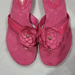 Coach pink Samira flower sandal flip flop