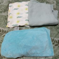 Two Aden Muslin Blankets And One Changing Table Mattress Cover
