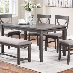 Dimensions	DINNING TABLE : 60" x 36" x 30" ; DINNING CHAIR : 18" x 21" x 38" ; DINNING BENCH : 50" x 16" x 19" Units/case	1 Weight (per unit)	150.00 (