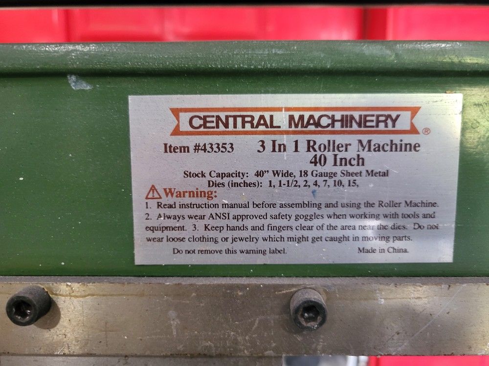 Central Machinery 3 In 1 Roller Machine 40"