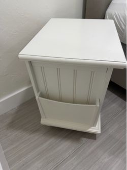 White Nightstand with side slots