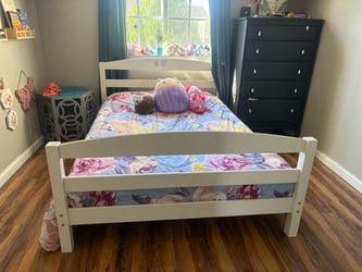 White Wood Full Bed Frame