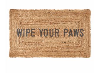 34”x20” Jute Doormat - Wipe Your Paws, NEW