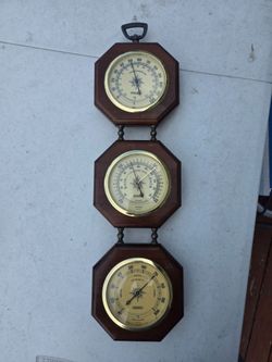 Vintage Springfield Barometer Thermometer Humidity 3-Piece Wooden Wall Decor