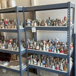 Porcelain Bells, Music Boxes some are very old 1800s from the 1800s with real gold around the rims