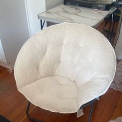 White Faux Chair With Tag For Kids Or Small For Adults 