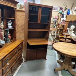 Mid Century Modern Secretary Desk With Bookcase Cabinet.Y