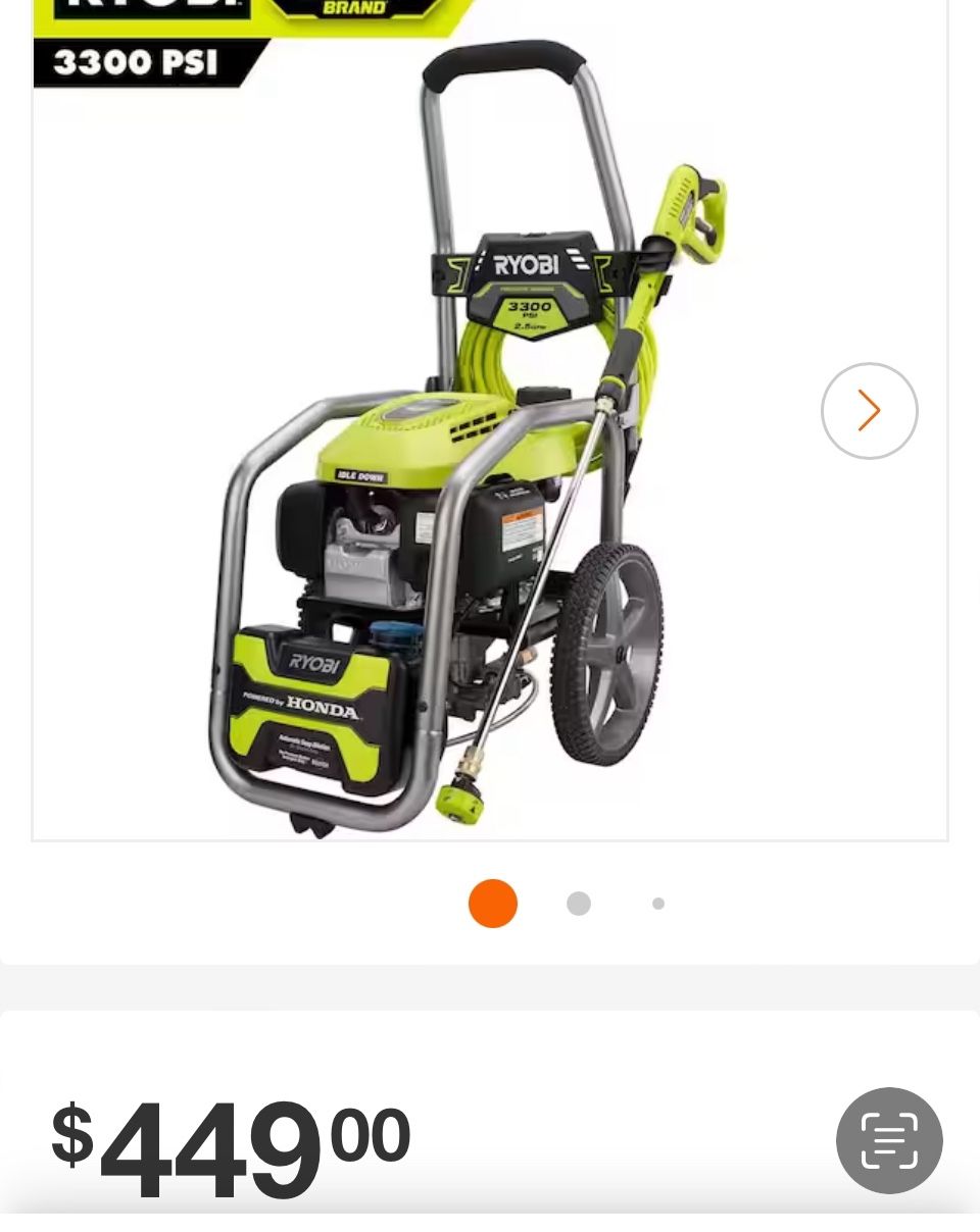 Presure Washer Ryoby 3300 Psi Powered By Honda !!