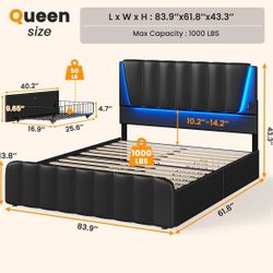 Queen Size Led Light Bed