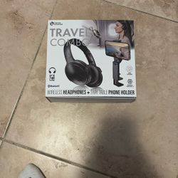 Wireless Headphones+ Tray Table Phone Holder