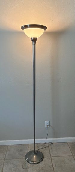Modern Brushed Nickel Torchiere Floor Lamp - Excellent Condition