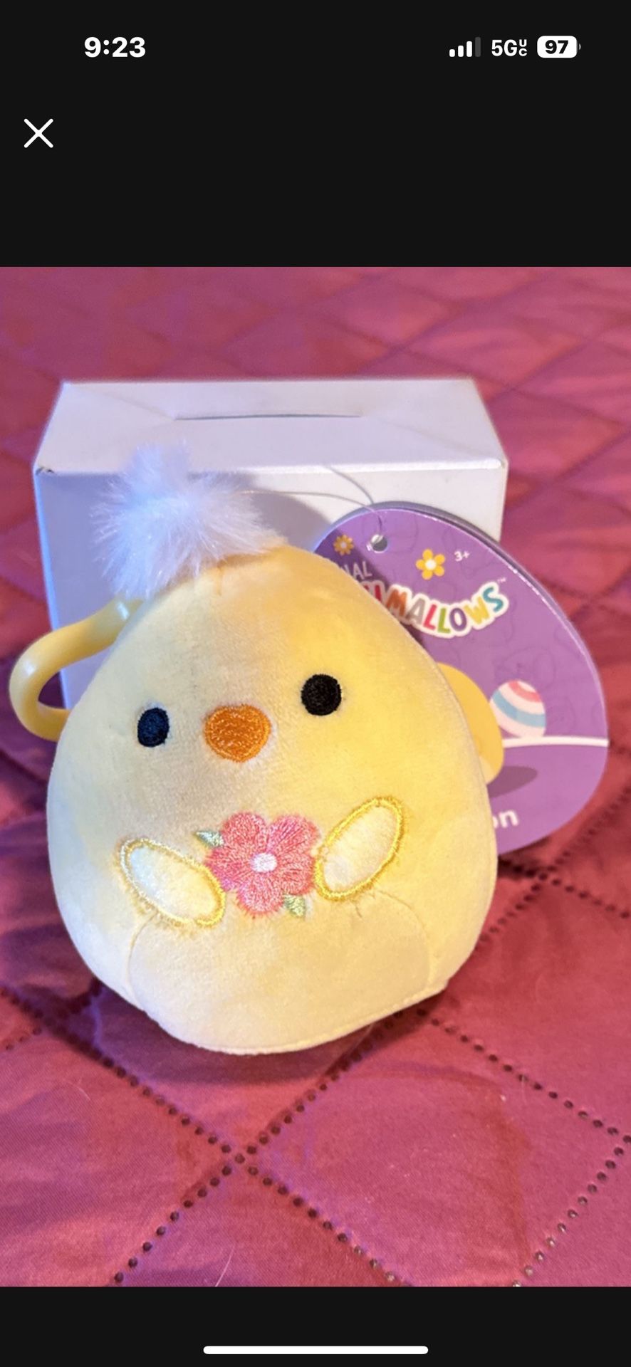 Squishmallows 3.5" Easter Clip-On Triston the Chick, NWT