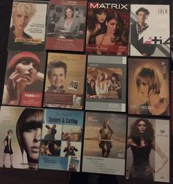 12 hair videos, color , hair cut , perms.