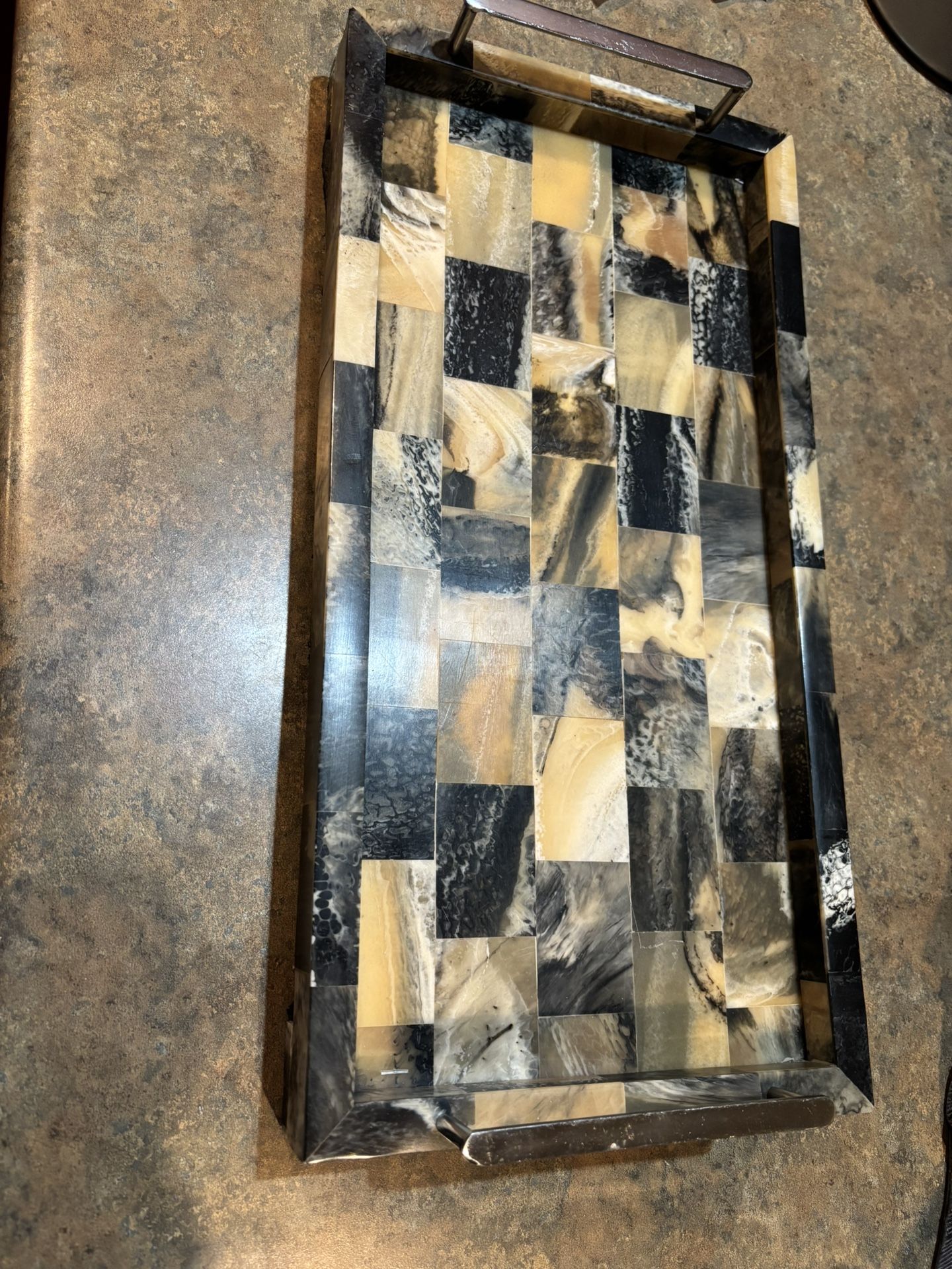 Marble look vanity tray. Kitchen tray