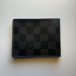 Louis Vuitton Damier Graphite Leather Slender Bifold Wallet Black & Blue