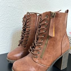 Brown Forever Block Heel Boots
