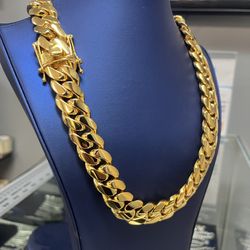 🦍🏅GIGANTIC 20MM MIAMI CUBAN LINK CHAIN 24” 🥇👑 GOLD OVER SILVER