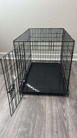Single-Door Dog Crate, Foldable Metal Wire Kennel, Portable, Tray and Divider Included