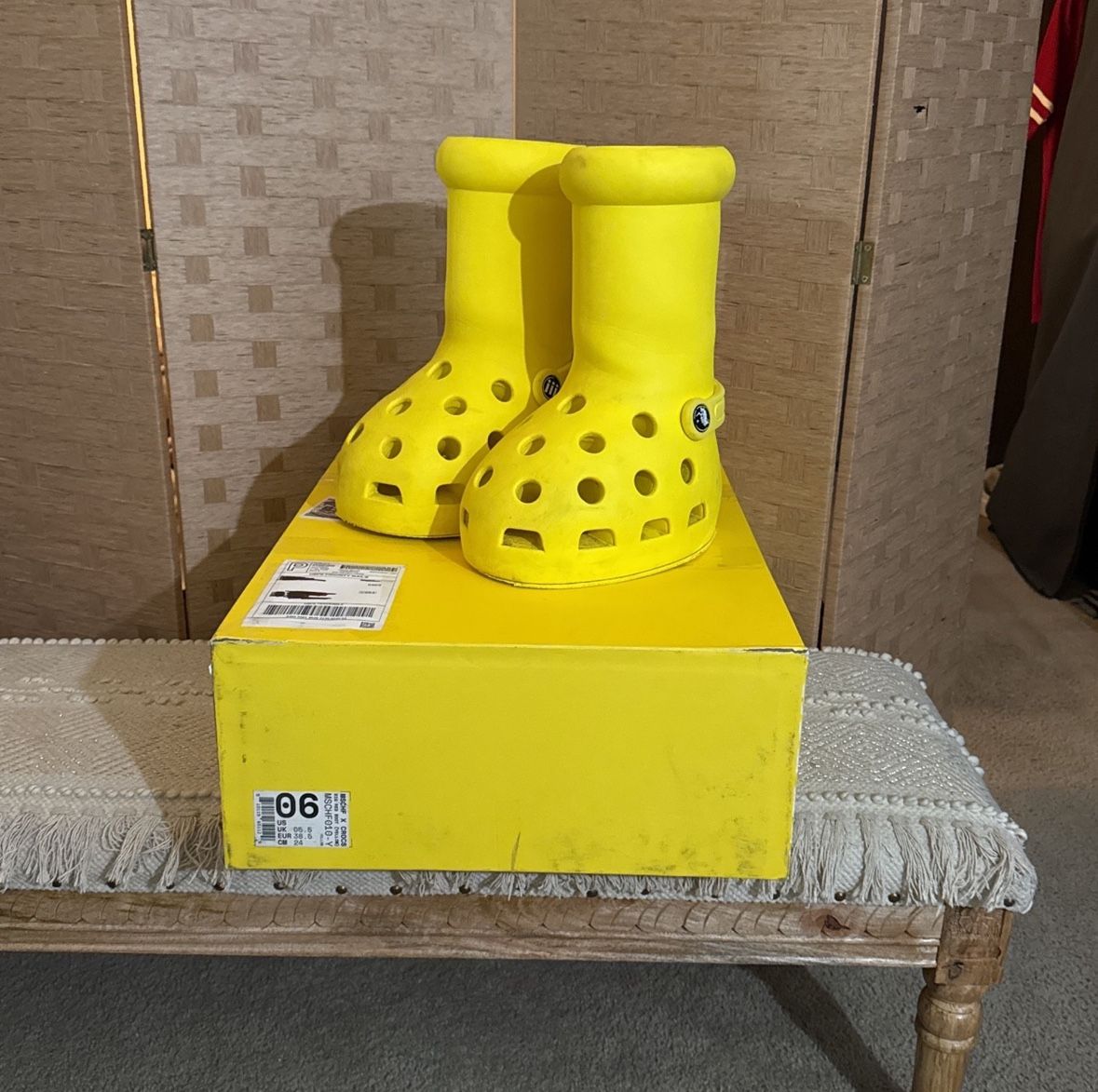 MSCHF X Crocs Big Red Boots (Yellow)NOT FREE