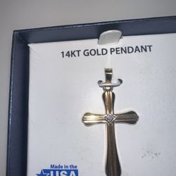 14k gold diamond cross pendant charm